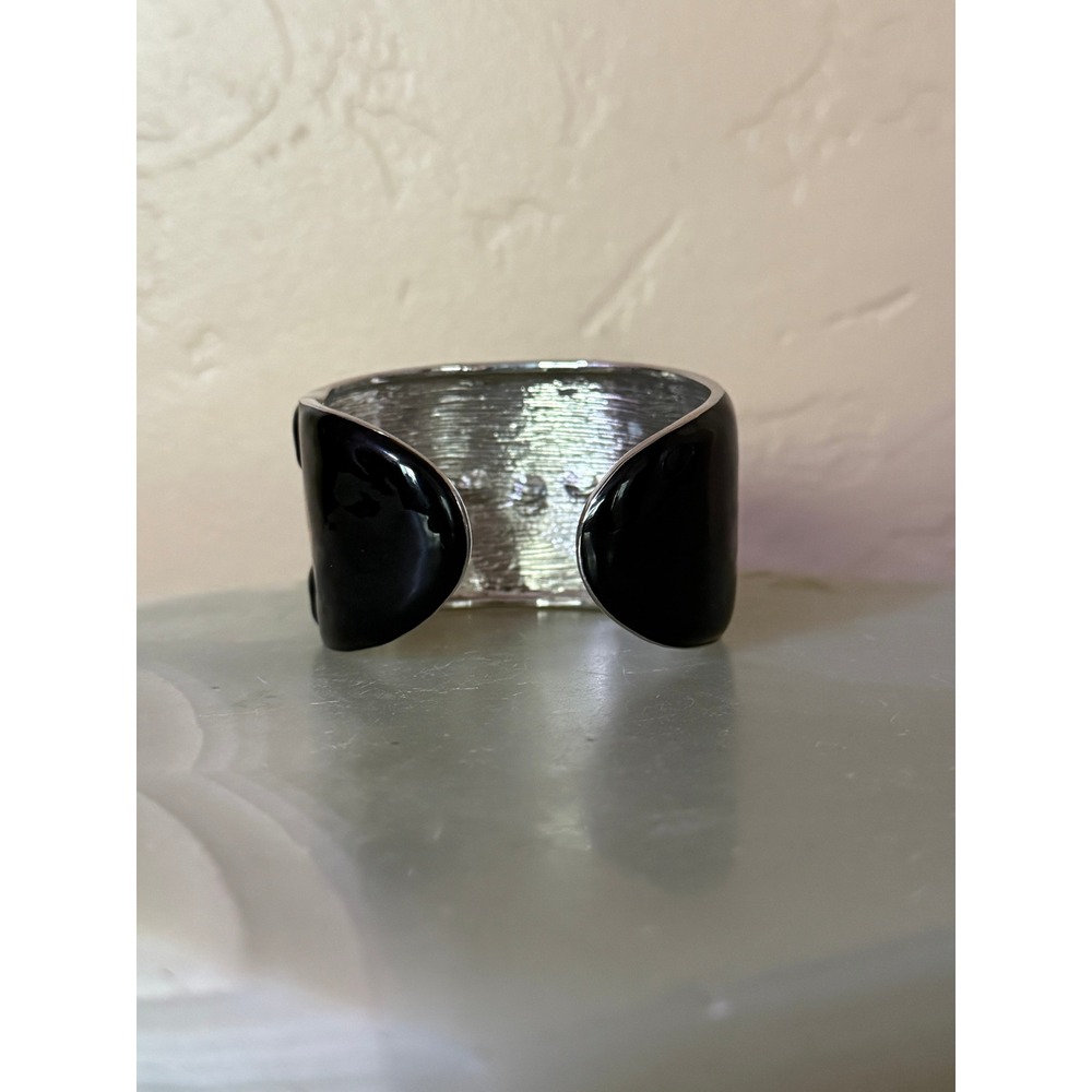 Vintage signed Kenneth Jay Lane KJL Enamel & Rhinestone Cuff Bracelet - Picture 4 of 6